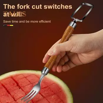 Инструмент для резки арбуза, автоматические вилки для фруктов из нержавеющей стали, кухонный гаджет, вилки для резки арбуза с двойной головкой для кемпинга, пикников L