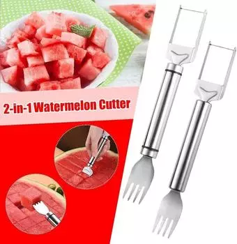 Инструмент для резки арбуза из нержавеющей стали Многофункциональная вилка для арбуза Разделитель для дыни Креативный инструмент для резки дыни Фруктовая вилка One Size