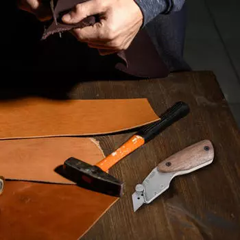 Инструмент для резки кожи с деревянной ручкой из нержавеющей стали для офиса и дома
