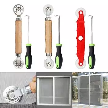 Инструмент для ролика шлицевого экрана с крюком для снятия Инструмент для ремонта оконного экрана Инструмент для ремонта оконного экрана Двойной ролик для труб 2
