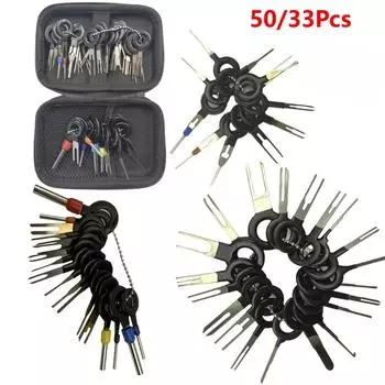 Инструмент для снятия клемм автомобильных разъемов Обжимные разъемы для электрических проводов Набор для извлечения штифтов Ключи для ремонта автомобиля Вынимаемые штифты 33Pcs