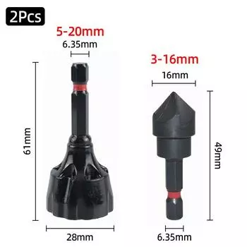 Инструмент для снятия заусенцев с внешней фаски 5-20 мм + сверло для внутренней зенковки 3-16 мм, инструмент для удаления заусенцев, резьбы, сверления болтов, стержней