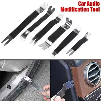 Инструмент для удаления автомобильного дверного зажима, набор инструментов для снятия обшивки, прочный металл, 6 шт., крепеж для ремонта приборной панели автомобиля, аудио, радио, панели чёрный