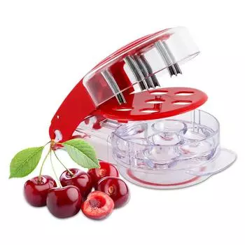 Инструмент для удаления косточек Cherry Pitter, портативный инструмент для удаления косточек с шестью отверстиями и замком красный