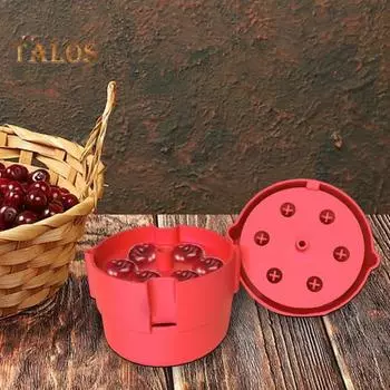 Инструмент для удаления косточек из вишневых оливок, многофункциональный инструмент из нержавеющей стали с 6 отверстиями, легкоочищаемый портативный инструмент для удаления косточек из чернослива зелёный