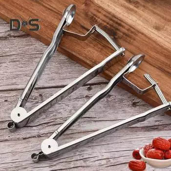 Инструмент для удаления косточек из вишни, инструмент из нержавеющей стали для удаления сердцевины из оливок, эргономичный портативный инструмент для удаления косточек из плодов вишневого красного цвета серебряный