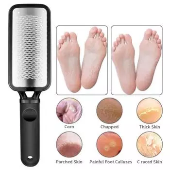 Инструмент для удаления омертвевшей кожи с ручкой, инструмент для удаления мозолей, уход за ногами, педикюр, рашпиль, пилка для ног, скребок чёрный
