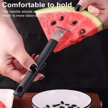 Инструмент для удаления семян арбуза, коготь из нержавеющей стали, гаджет для извлечения фруктовых семян, дыни с подвесным отверстием для домашней кухни, на открытом воздухе чёрный