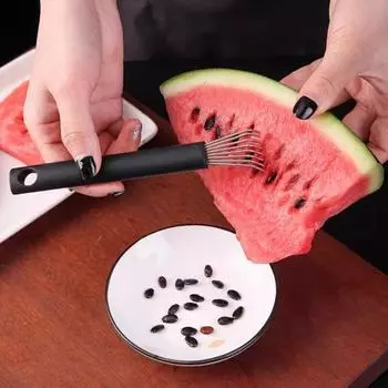 Инструмент для удаления семян арбуза, коготь из нержавеющей стали, гаджет для извлечения фруктовых семян, дыни с подвесным отверстием для домашней кухни, на открытом воздухе чёрный