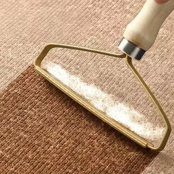 Инструмент для удаления шерсти у собак, щетка для удаления шерсти и ворса у домашних животных с металлическим лезвием, ручной триммер для ухода за пальто, свитером, для эффективной чистки ковров и ковров бежевый