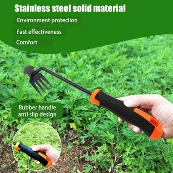 Инструмент для удаления сорняков с длинной ручкой, острые наконечники, нержавеющий, устойчивый к коррозии портативный инструмент для выкорчевывания садовых овощей чёрный