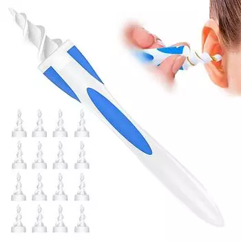 Инструмент для удаления ушной серы с 16 мягкими сменными наконечниками для взрослых и детей