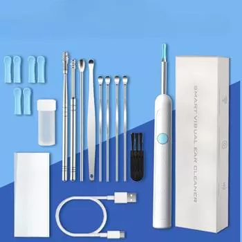 Инструмент для удаления ушной серы с камерой 8М HD-камера и 6 светодиодных фонарей Камера для чистки ушей Эндоскоп Набор для чистки ушей для взрослых и детей белый