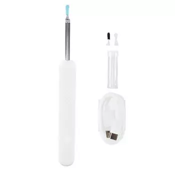 Инструмент для удаления ушной серы с камерой 1080P, беспроводным подключением, 6 светодиодами, водонепроницаемым устройством для чистки ушей, безопасностью белый