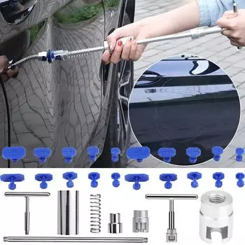 Инструмент для удаления вмятин на автомобиле T Инструменты для ремонта вмятин на автомобиле Листовой металлический обратный молоток Вкладки Набор для удаления вмятин Hail Pit Paintless Remover