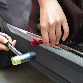 Инструмент для удаления вмятин на кузове автомобиля с 2 головками, алюминиевые наконечники для удаления вмятин, ручка для ремонта повреждений автомобиля красный