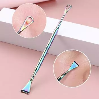 Инструмент для ухода за кожей Инструмент для подготовки пор Двусторонний шпатель из нержавеющей стали для кожи Удаление прыщей Скраб для кожи Инструмент для глубокой очистки