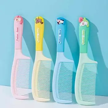 Инструмент для укладки волос Щетка для волос с мелкими зубьями Для влажного и сухого использования Массажная расческа для волос Мультяшные расчески для маленькой девочки зелёный