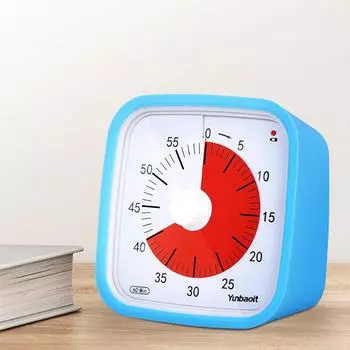 Инструмент для управления временем с ночником, детский будильник с защитным чехлом, бесшумный режим, 60-минутный визуальный таймер, таймер обратного отсчета Black