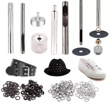 Инструмент для установки люверсов 80 комплектов люверсов 4 мм 5 мм 6 мм 8 мм 10 мм 12 мм Внутренний диаметр инструмента для кожевенного ремесла DIY одежды обуви штор