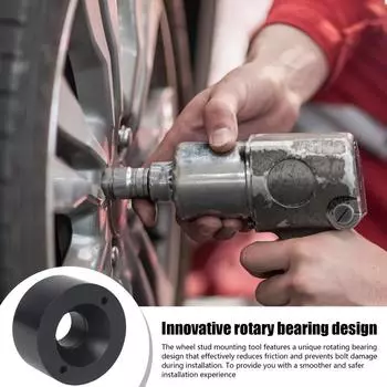 Инструмент для установки шпилек колес грузовиков Инструмент для фиксации шпилек колес Антикоррозийная конструкция из железа Инструмент для установки шпилек колес автомобилей Установщик болтов ступицы автомобиля чёрный