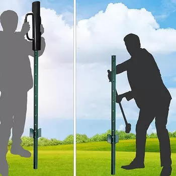 Инструмент для установки столбов забора с ручками из углеродистой стали, прочный Т-образный шест для ограждения фермы