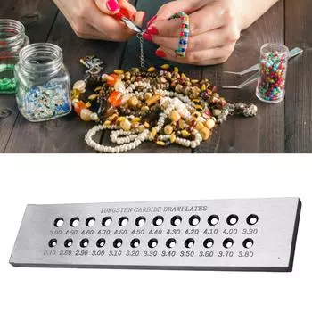 Инструмент для волочения ювелирной проволоки. Волочильная пластина из стальной проволоки. Волочильная пластина из стальной текстуры. Инструмент для формирования проволоки, подходящий для мастеров. 6