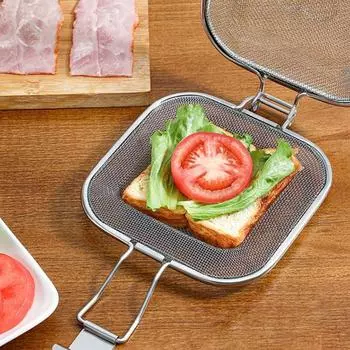 Инструмент для выпечки, легко чистить, удобно, равномерно нагревать, бытовая тостовая хлебопечка, зажим для выпечки, сеточка для сэндвичей серебряный