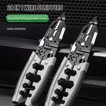 Инструмент для зачистки проводов 28 в 1, обжимной инструмент для кабеля с нескользящей ручкой, компактный портативный многофункциональный профессиональный инструмент для зачистки проводов