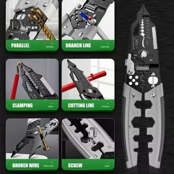 Инструмент для зачистки проводов 28 в 1, обжимной инструмент для кабеля с нескользящей ручкой, компактный портативный многофункциональный инструмент для зачистки проводов, профессиональный электроинструмент A
