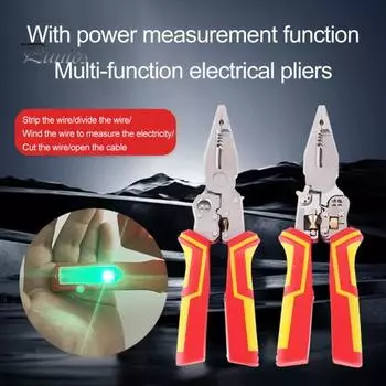 Инструмент для зачистки проводов 9 в 1 с нескользящей ручкой, функцией измерения электричества, многофункциональный портативный инструмент для зачистки проводов, ножницы для кабеля красный