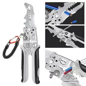 Инструмент для зачистки проводов, инструмент для обжима кабеля с нескользящей ручкой, многофункциональные плоскогубцы для электриков, профессиональный инструмент для зачистки проводов чёрный