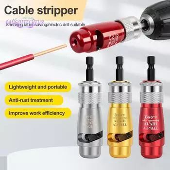 Инструмент для зачистки проводов кабеля, алюминиевый сплав, инструмент для зачистки кабеля, компактный размер, портативный, электрическая дрель для зачистки проводов с гаечным ключом 3pcs