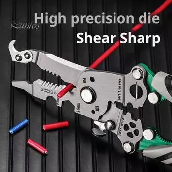 Инструмент для зачистки проводов с эргономичной ручкой, прочная конструкция, складная конструкция, многофункциональный инструмент для самостоятельной зачистки кабеля 18 в 1 серый