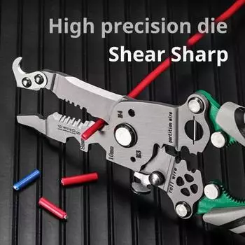 Инструмент для зачистки проводов Yousheng с эргономичной ручкой, прочная конструкция, складная конструкция, многофункциональный инструмент для самостоятельной зачистки кабеля 18 в 1 серый