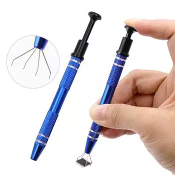 Инструмент для захвата шариков для ювелирных изделий. Пинцет с 4 когтями для захвата стружки. Выдвижной захват из нержавеющей стали для жемчужных чипов IC. Винты, гайки, мелкие детали, электроника. серебряный