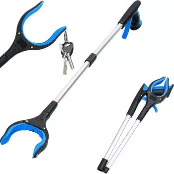 Инструмент для захвата, удлиненный складной захват, палка с прочной ручкой, магнитная противоскользящая челюсть, инструмент для захвата мусора синий