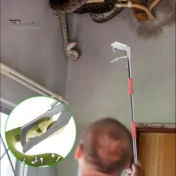 Инструмент для захвата змей из нержавеющей стали, 3 секции, складные щипцы для ловли гремучих змей, рептилий, сверхмощный металлический инструмент для обработки змей с широкой челюстью A