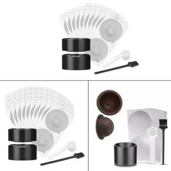 Инструмент для заправки кофейных капсул с прочными клейкими крышками. Заправляемые кофейные капсулы с герметичным покрытием.