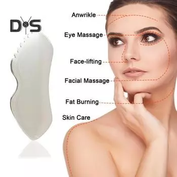 Инструмент Gua Sha, скребковая доска Gua из нержавеющей стали для лица, тела, миофасциальная массажная доска, устойчивый к ржавчине инструмент для подтяжки кожи для друзей семьи серебряный