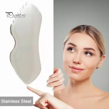 Инструмент Gua Sha, скребковая доска Gua из нержавеющей стали для лица, тела, миофасциальная массажная доска, устойчивый к ржавчине инструмент для подтяжки кожи для друзей семьи серебряный