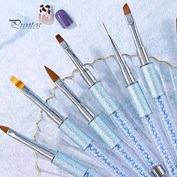 Инструмент-ручка для ногтей с синими стразами. Простая в использовании французская легкая кисть с удобным корпусом. УФ-кисть для потрясающего искусства. F