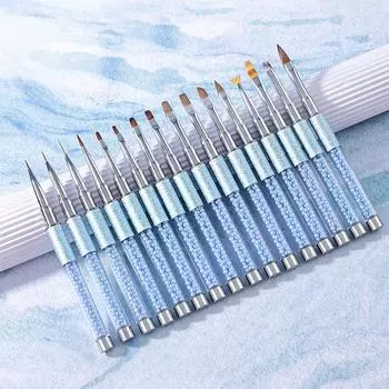 Инструмент-ручка для ногтей с синими стразами. Простая в использовании французская легкая кисть с удобным корпусом. УФ-кисть для потрясающего искусства. L