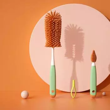Инструмент Силиконовая Стеклянная Чашка Бутылка для Мытья Щетка для Чистки Маленькая Щетка Соска-Пустышка Соломинка Скребок green-Straight Handle Brush