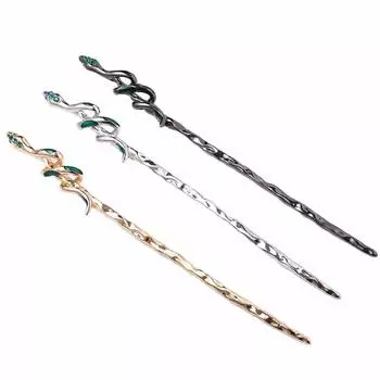 Инструмент зеленая металлическая заколка в виде змеи в старинном стиле, заколка для волос в китайском стиле, головные уборы, палочки для волос ханьфу золотой