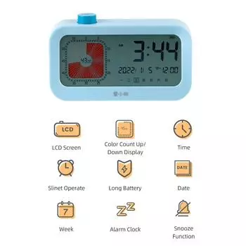 Инструмент ЖК-таймер для кухни Визуальный таймер Функция обратного отсчета Часы Опции повтора Недельный дисплей Бесшумная работа для детской кухни синий