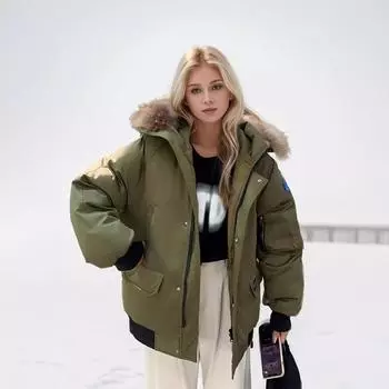 Инструментальная хлопковая куртка-парка женская меховой воротник утолщенная теплая хлопковая куртка женская повседневная куртка с капюшоном зимняя одежда стеганая одежда S серый