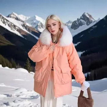 Инструментальная хлопковая подкладка одежды женская 2024 новая короткая корейская версия свободный дизайн смысл преодолеть утолщенное зимнее пальто M [Recommended below 55kg] чёрный