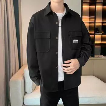 Инструментальная рубашка куртка мужская, весна и осень корейская версия повседневной молодежной рубашки мода свободный кардиган куртка мужская M