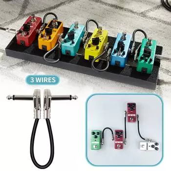 Инструментальный кабель для электрогитары с плоской головкой 15 см 3 шт. One Size чёрный